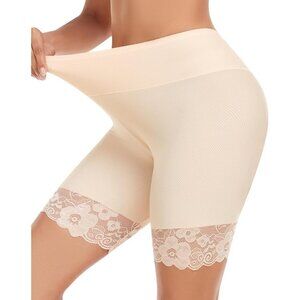 Blueinn Women's Lace trim Slip‎ Shorts in Beige - Size Medium